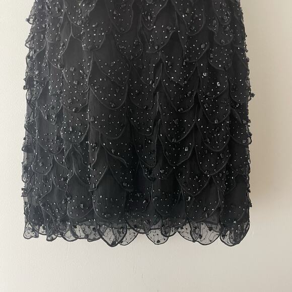 Vtg Y2K Sue Wong Black Silk Beaded Cocktail Dress 6 Vampy Witchy Fairy Grunge - Picture 4 of 12
